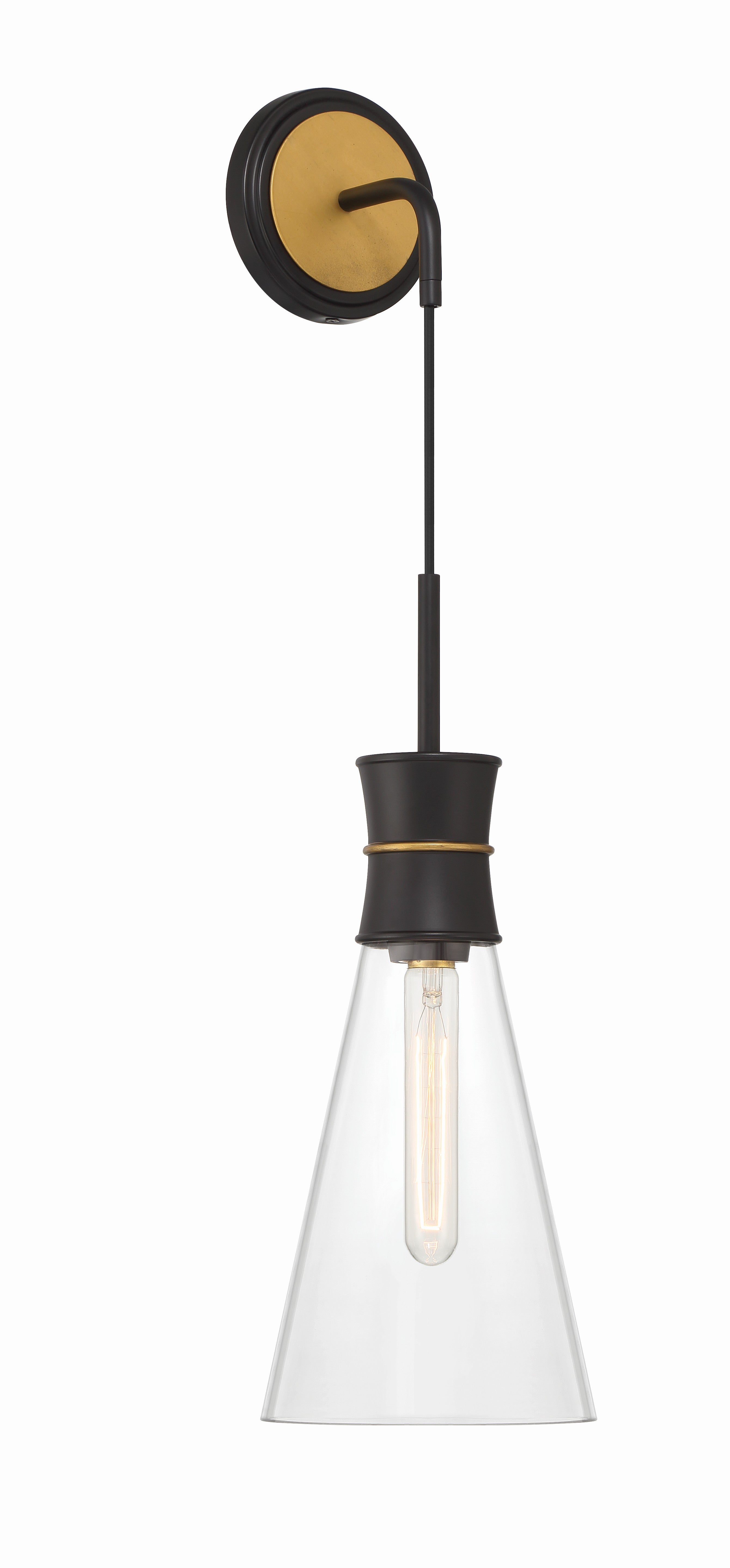 Quinn 7'' Matte Black + Textured Gold Sconce