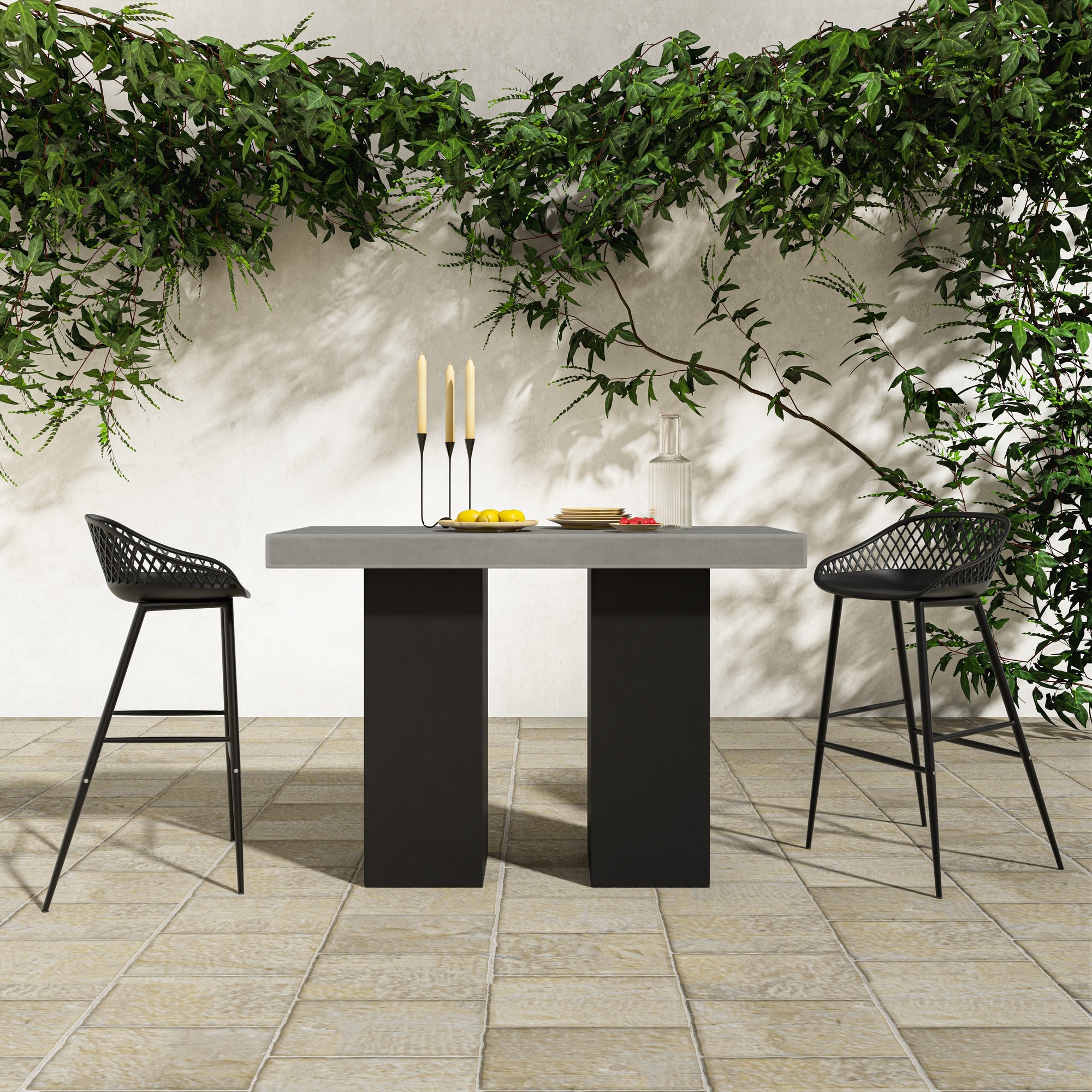 Piazza Outdoor Barstool Black - Set Of Two