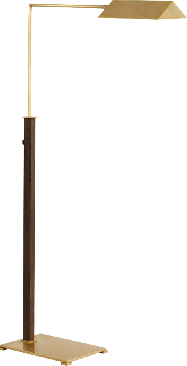 Copse Medium Pharmacy Floor Lamp | Antique Brass and Dark Walnut