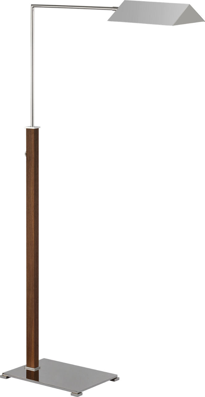 Copse Medium Pharmacy Floor Lamp | Polished Nickel and Walnut