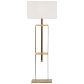 Alda 57" Adjustable Floor Lamp | Antique-Burnished Brass and Walnut | Linen Shade