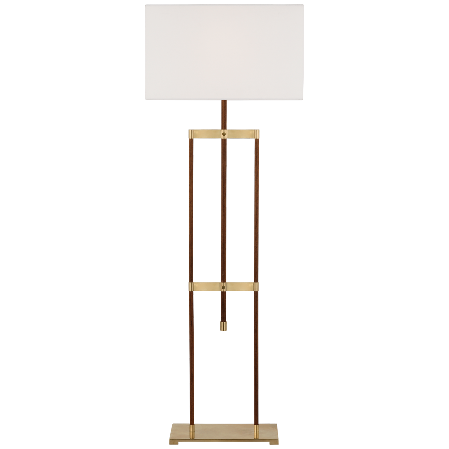 Alda 57" Adjustable Floor Lamp | Antique-Burnished Brass and Walnut | Linen Shade