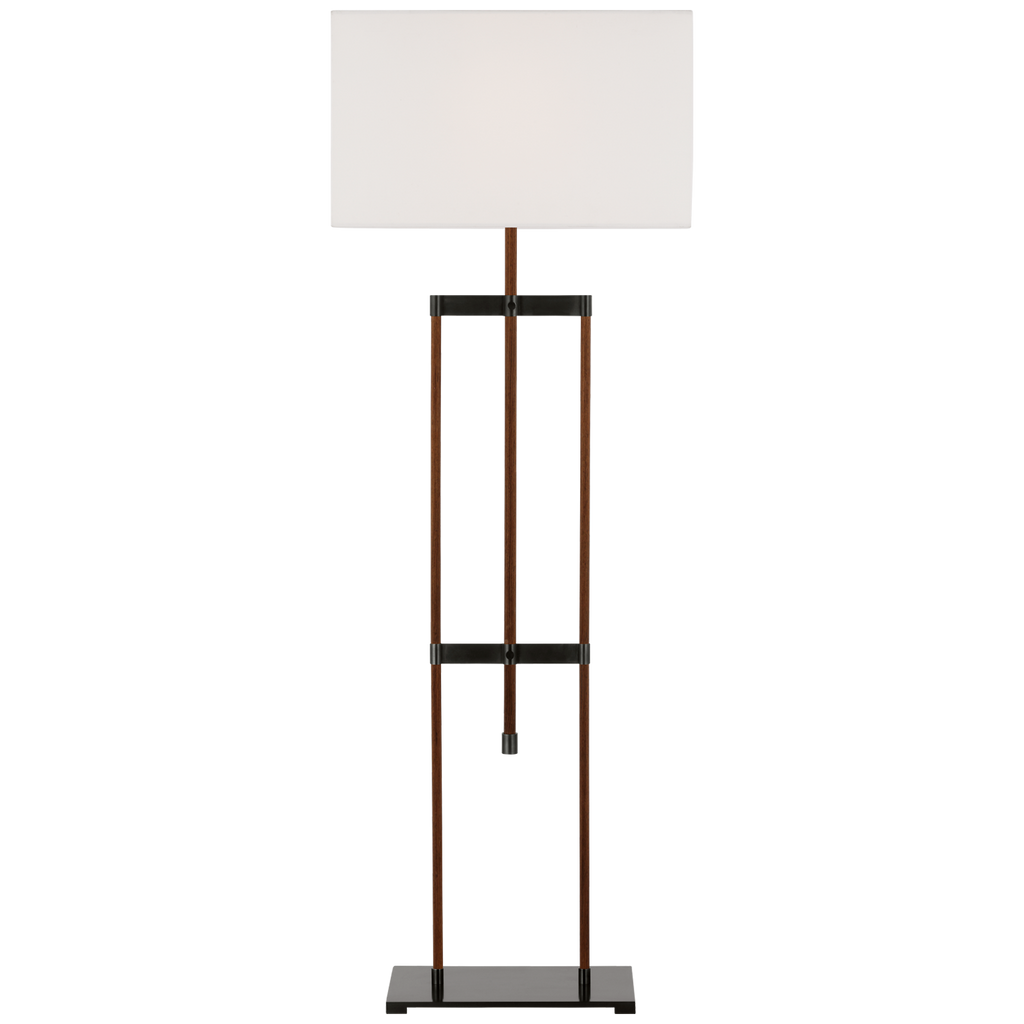 Alda 57" Adjustable Floor Lamp | Bronze and Dark Walnut | Linen Shade