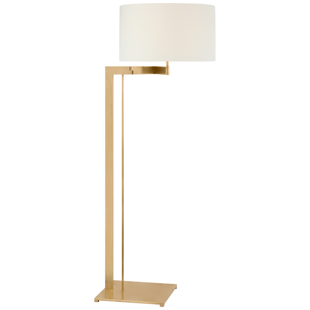 Amell 55" Articulating Floor Lamp | Antique-Burnished Brass | Linen Shade