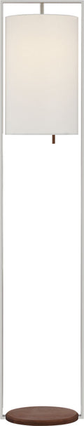 Zenz Medium Floor Lamp | Polished Nickel and Walnut | Linen Shade