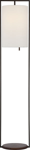 Zenz Medium Floor Lamp | Warm Iron and Dark Walnut | Linen Shade