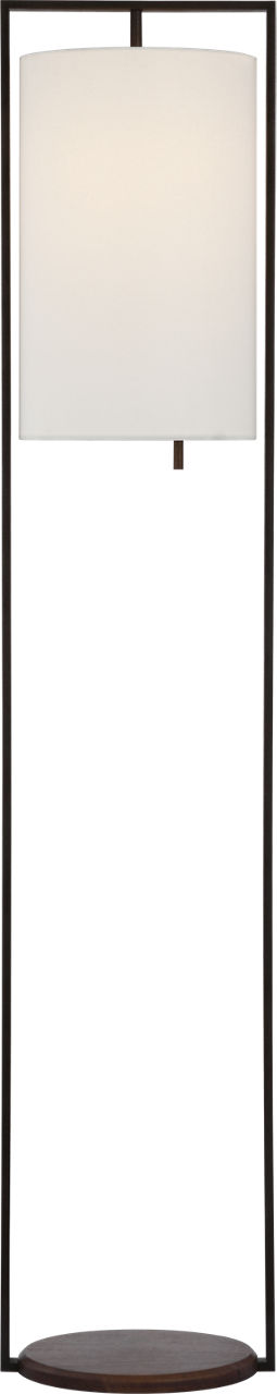 Zenz Medium Floor Lamp | Warm Iron and Dark Walnut | Linen Shade