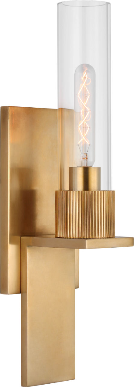 Beza Small Bath Sconce | Antique Brass | Clear Glass