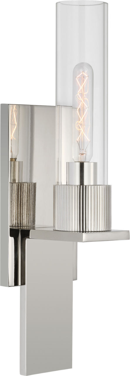 Beza Small Bath Sconce | Polished Nickel | Clear Glass