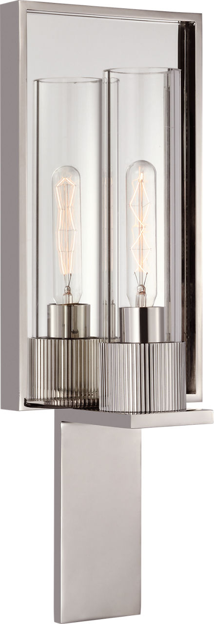 Beza Single Reflector Sconce | Polished Nickel and Mirror | Clear Glass
