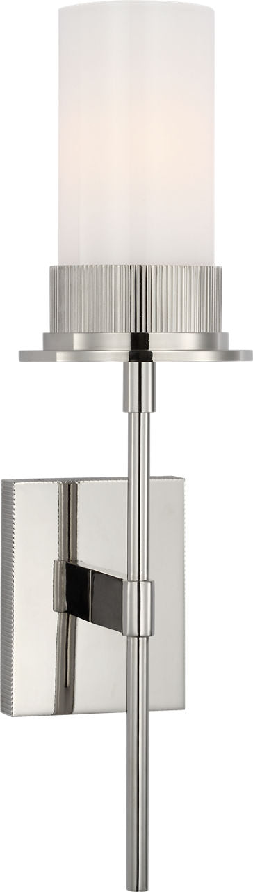 Beza Medium Tail Sconce | Polished Nickel | White Glass