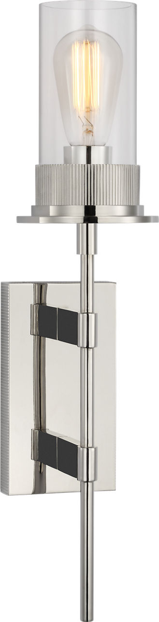 Beza Large Tail Sconce | Polished Nickel | Clear Glass