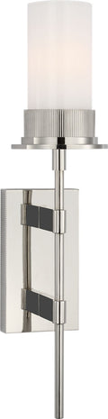 Beza Large Tail Sconce | Polished Nickel | White Glass