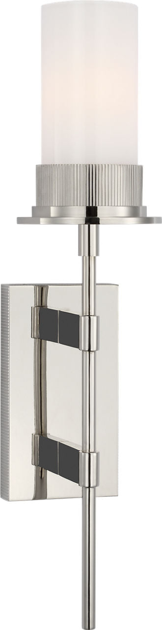 Beza Large Tail Sconce | Polished Nickel | White Glass