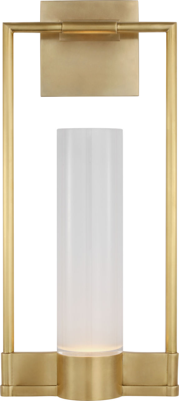 Lucid Single Bracketed Sconce | Antique Brass | Frosted Glass