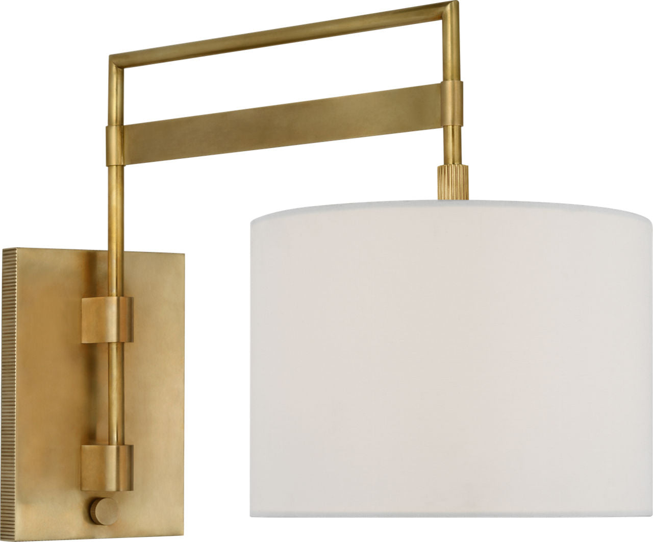 Gael Medium Articulating Wall Light | Antique Brass | Linen Shade