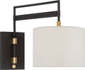 Gael Medium Articulating Wall Light | Warm Iron and Antique Brass | Linen Shade