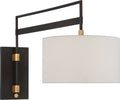 Gael Large Articulating Wall Light | Warm Iron and Antique Brass | Linen Shade