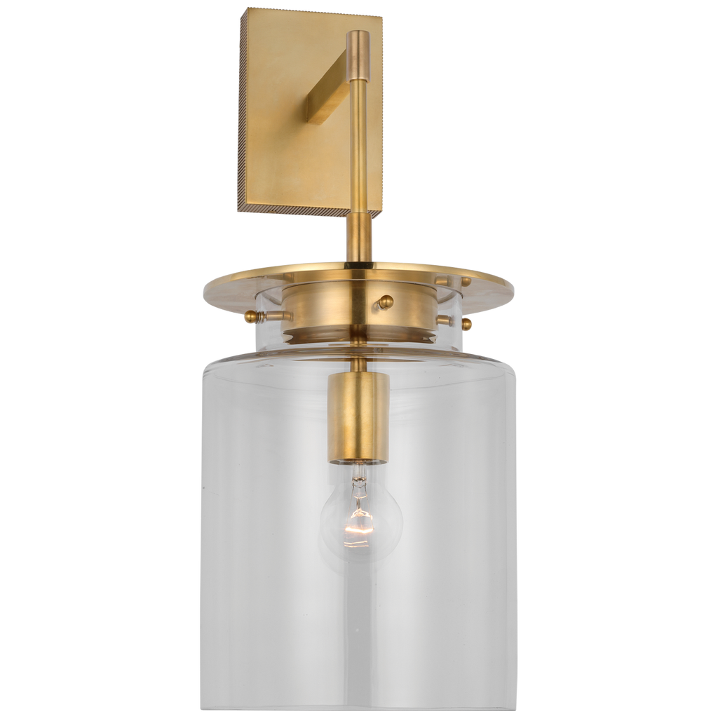 Elias 23" Sconce | Antique-Burnished Brass | Clear Glass