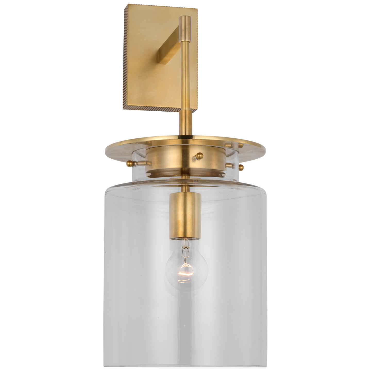 Elias 23" Sconce | Antique-Burnished Brass | Clear Glass