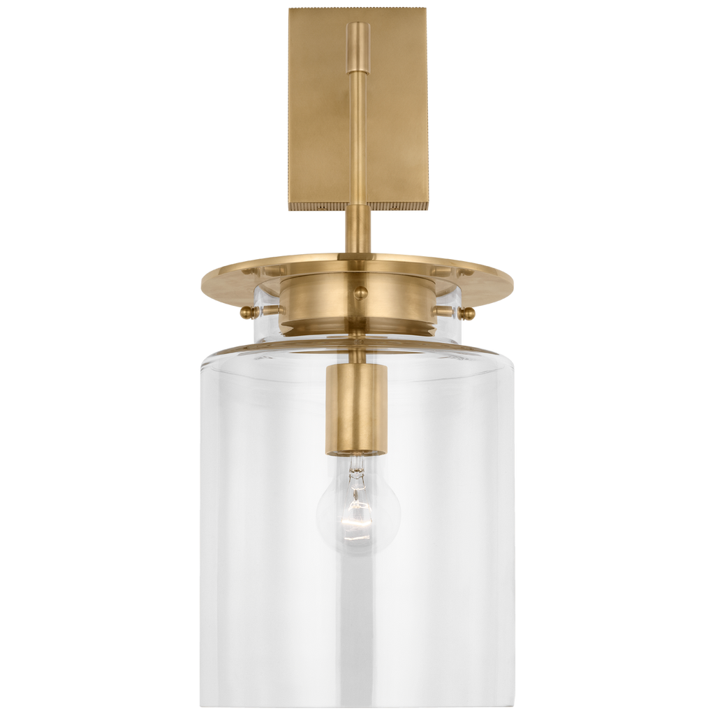 Elias 23" Sconce | Antique-Burnished Brass | Clear Glass