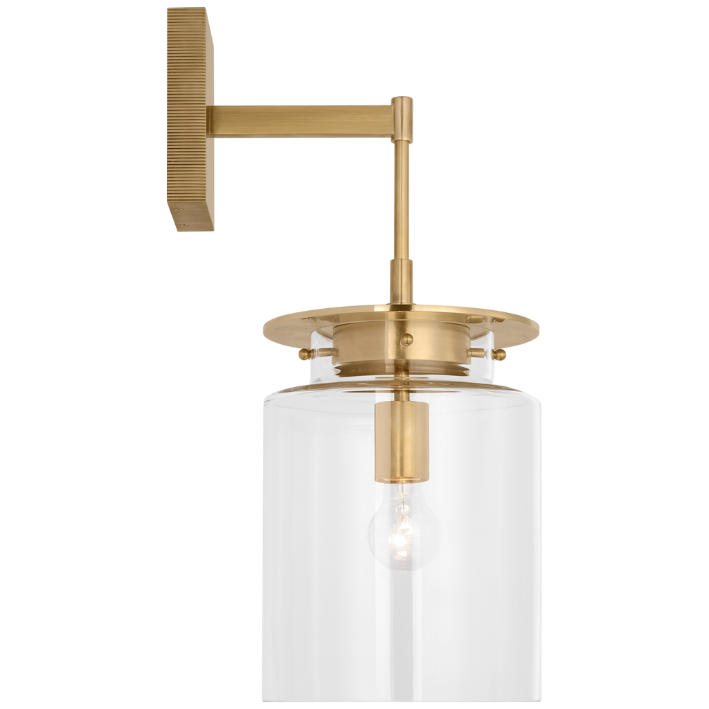 Elias 23" Sconce | Antique-Burnished Brass | Clear Glass