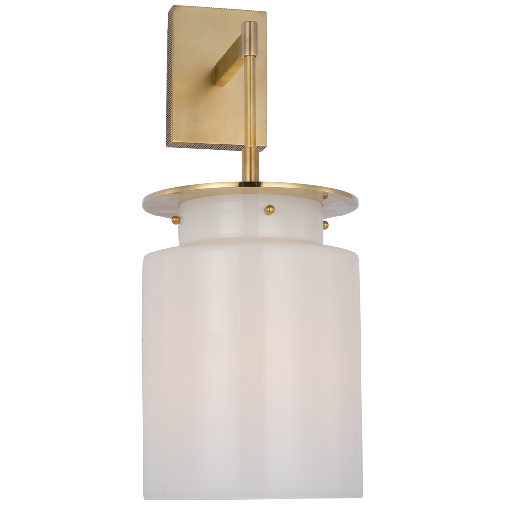 Elias 23" Sconce | Antique-Burnished Brass | White Glass