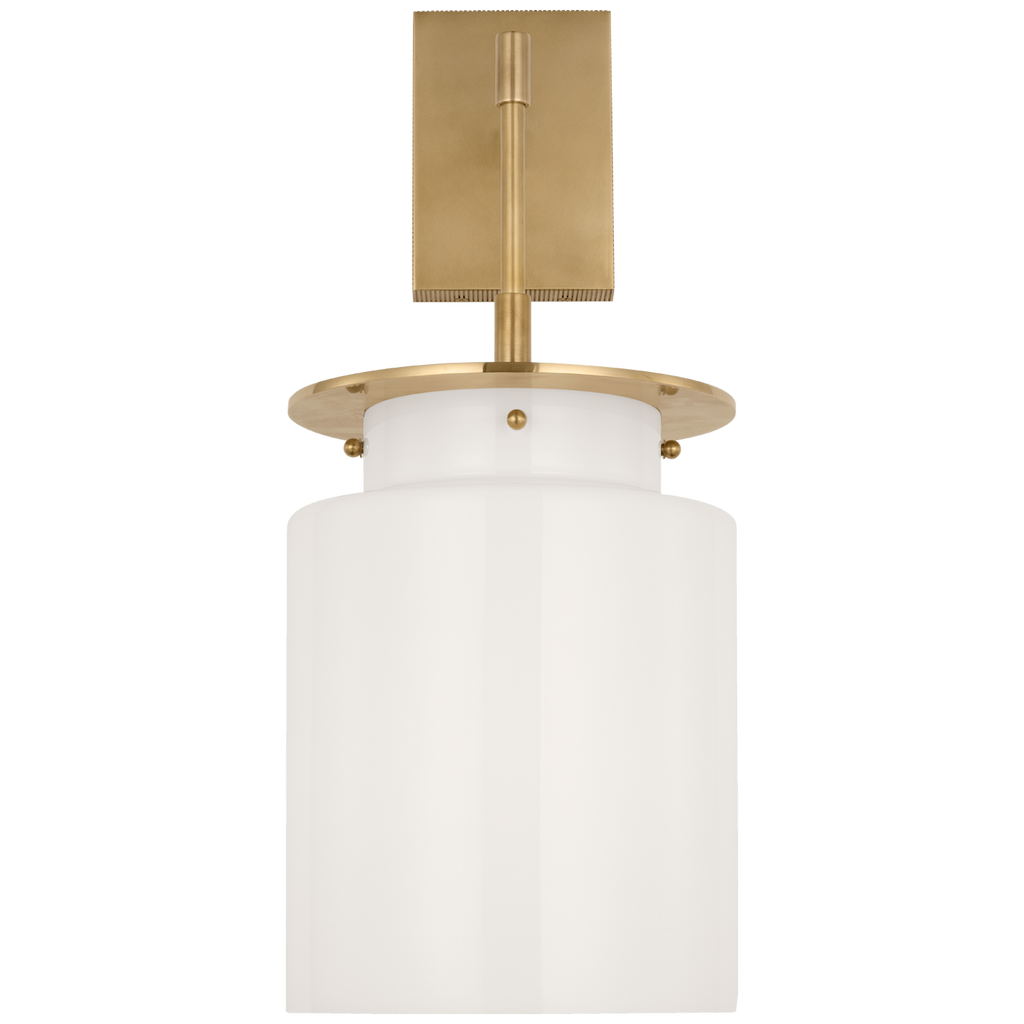 Elias 23" Sconce | Antique-Burnished Brass | White Glass