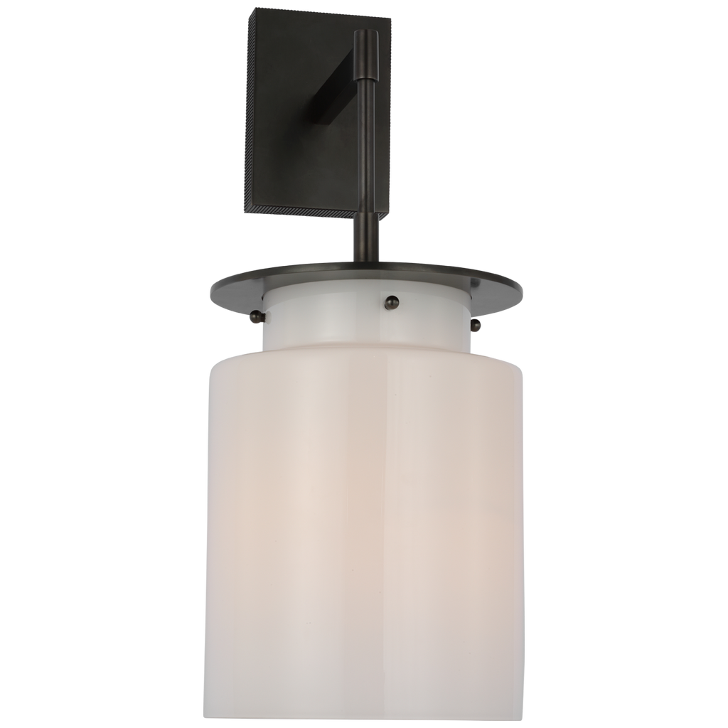 Elias 23" Sconce | Bronze | White Glass