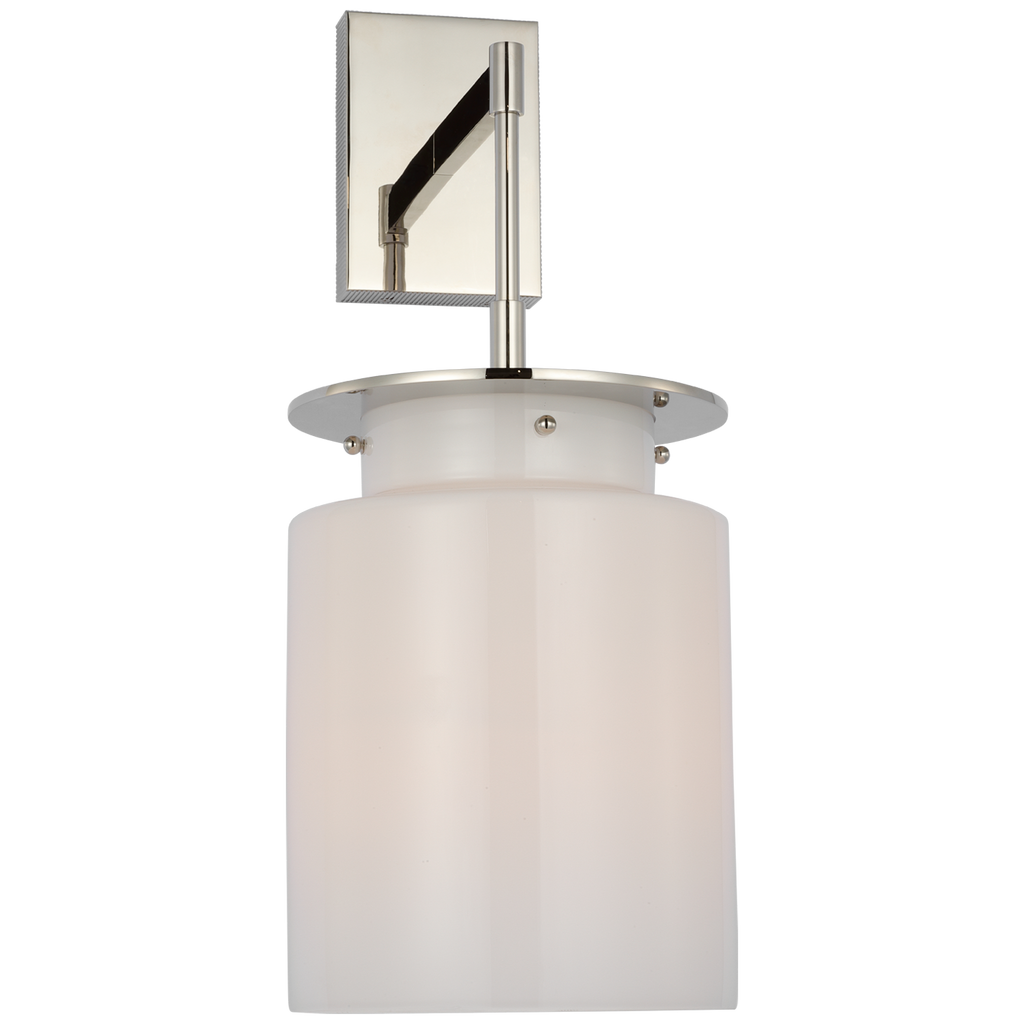 Elias 23" Sconce | Polished Nickel | White Glass