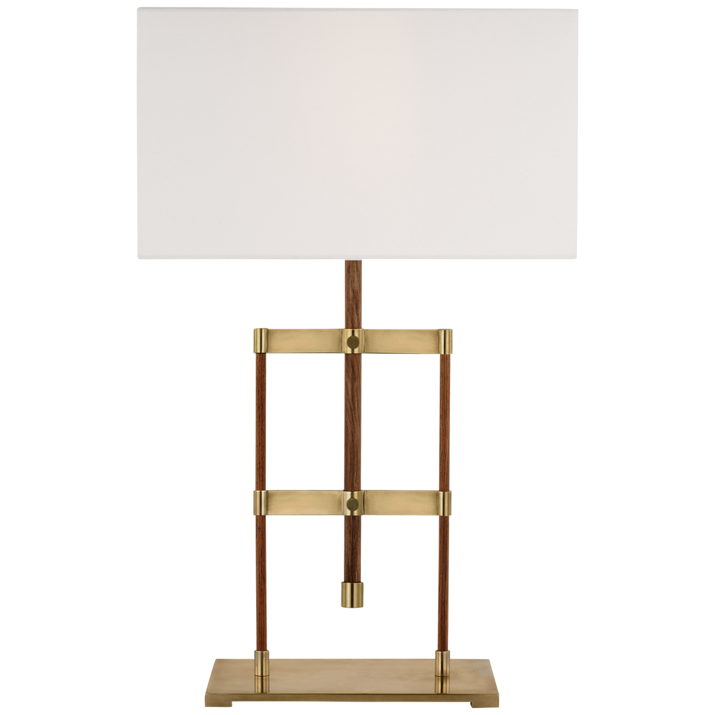 Alda 25" Adjustable Table Lamp | Antique-Burnished Brass and Walnut | Linen Shade