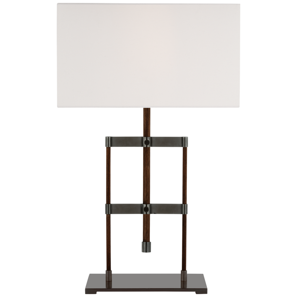 Alda 25" Adjustable Table Lamp | Bronze and Dark Walnut | Linen Shade