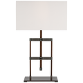 Alda 25" Adjustable Table Lamp | Bronze and Dark Walnut | Linen Shade