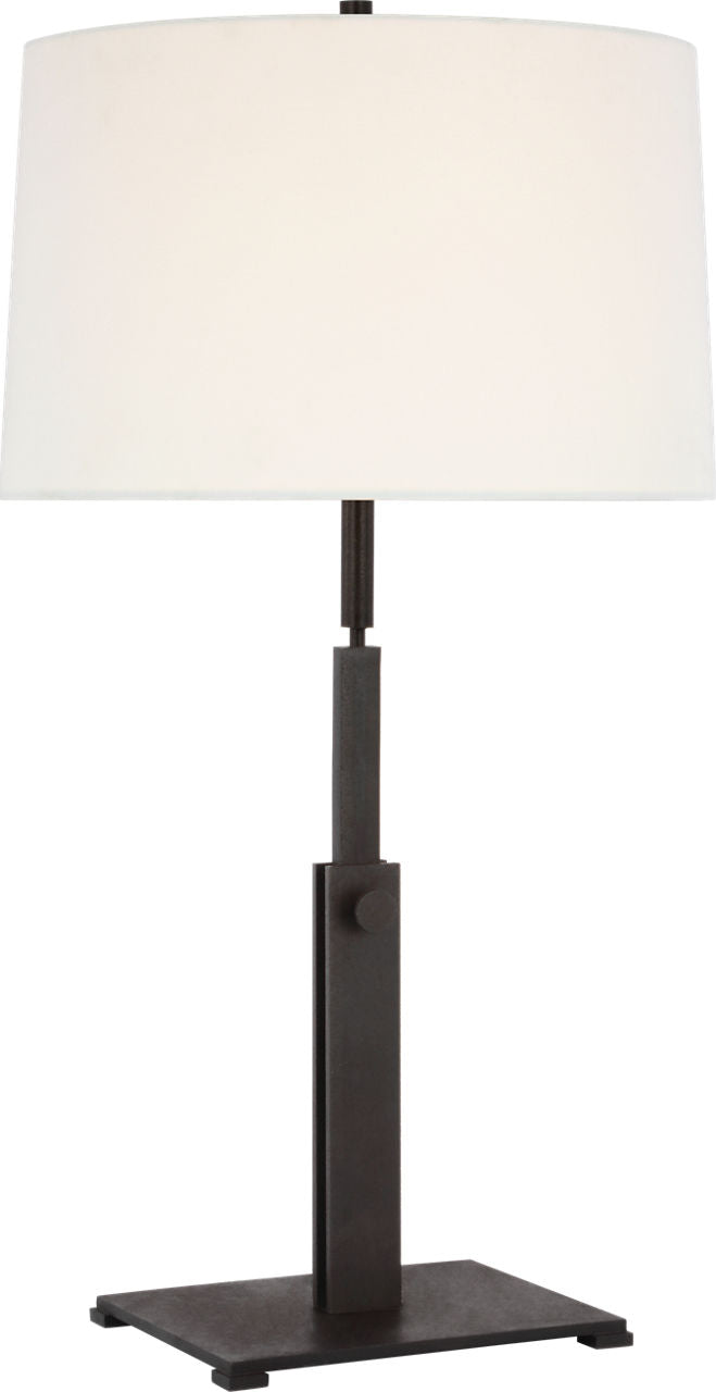 Cadmus Large Adjustable Table Lamp | Warm Iron | Linen Shade