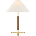 Amaya 20" Table Lamp | Antique-Burnished Brass and Walnut | Linen Shade