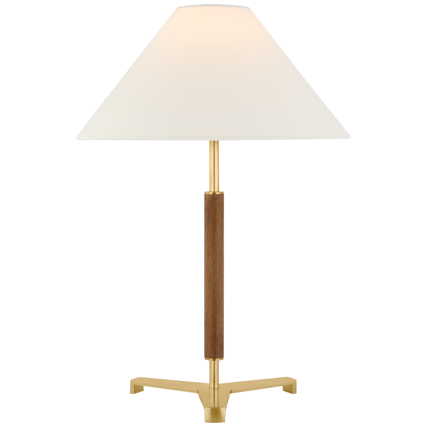 Amaya 20" Table Lamp | Antique-Burnished Brass and Walnut | Linen Shade