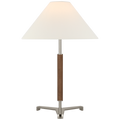 Amaya 20" Table Lamp | Polished Nickel and Walnut | Linen Shade