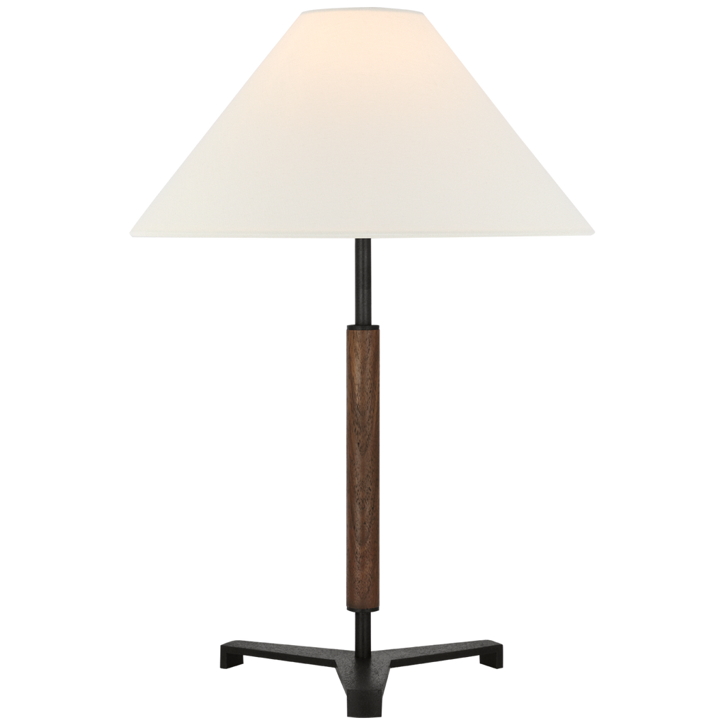 Amaya 20" Table Lamp | Warm Iron and Dark Walnut | Linen Shade