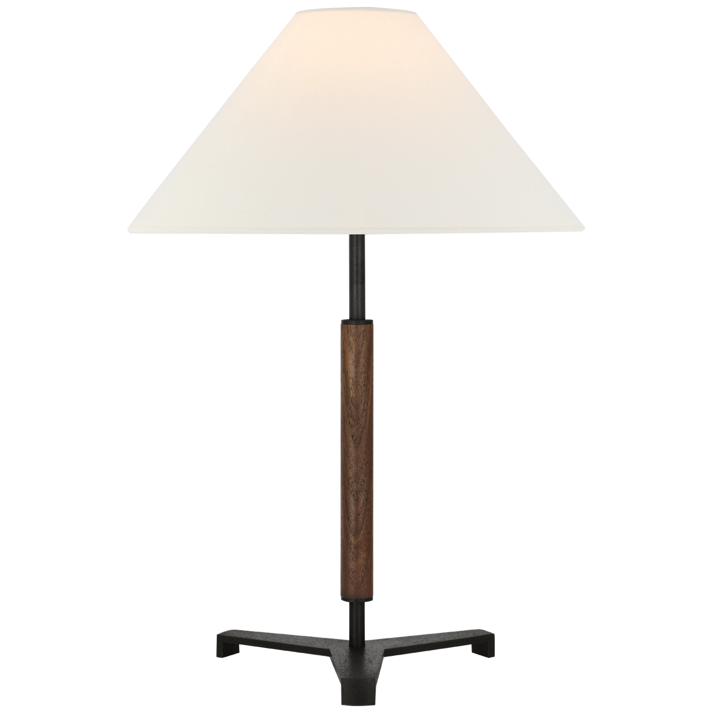 Amaya 20" Table Lamp | Warm Iron and Dark Walnut | Linen Shade