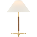 Amaya 28" Table Lamp | Antique-Burnished Brass and Walnut | Linen Shade