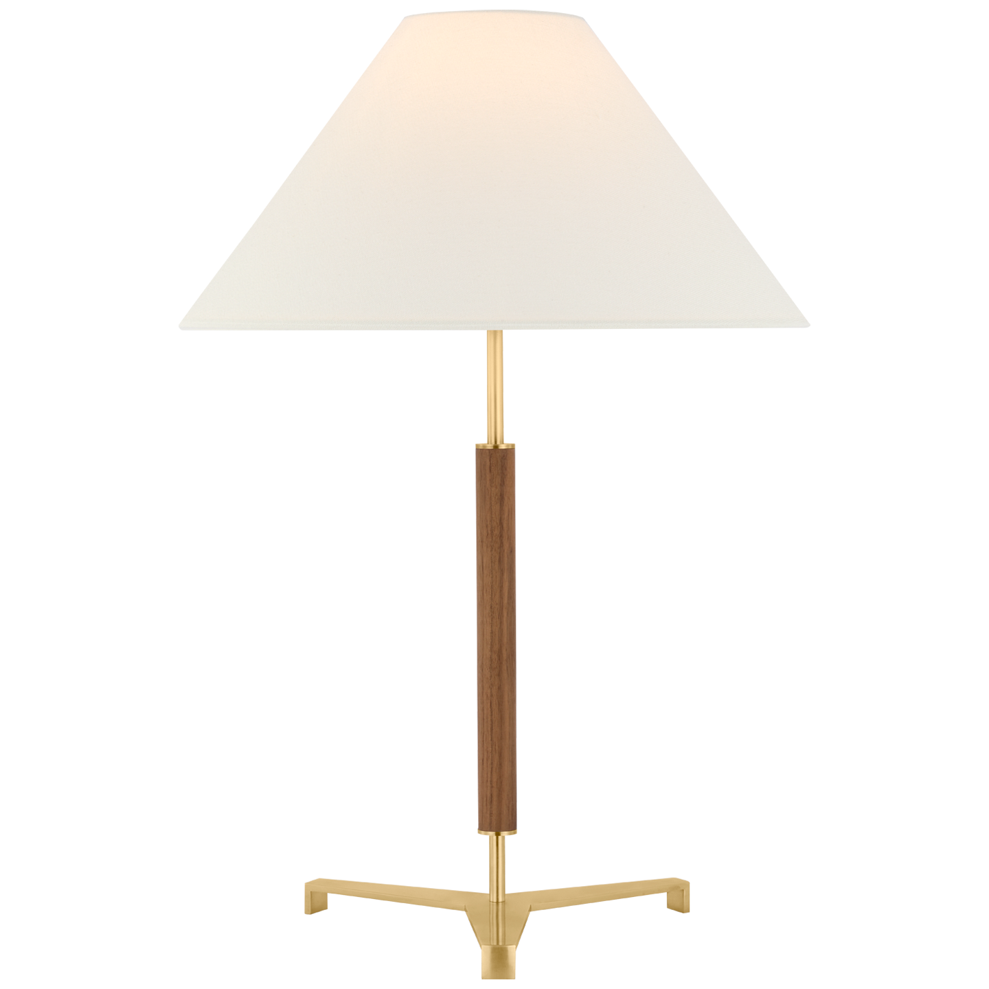 Amaya 28" Table Lamp | Antique-Burnished Brass and Walnut | Linen Shade