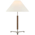 Amaya 28" Table Lamp | Polished Nickel and Walnut | Linen Shade