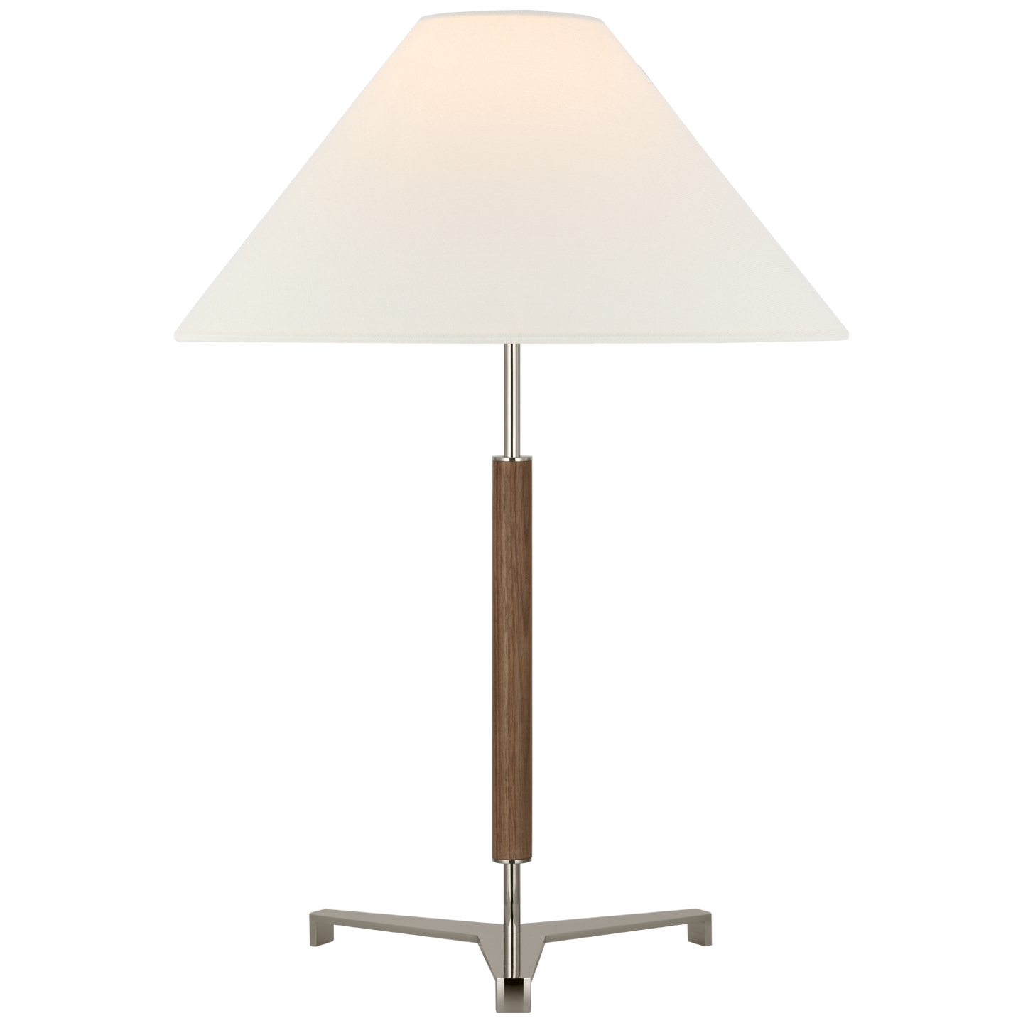 Amaya 28" Table Lamp | Polished Nickel and Walnut | Linen Shade