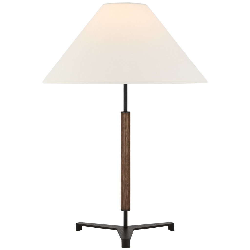 Amaya 28" Table Lamp | Warm Iron and Dark Walnut | Linen Shade
