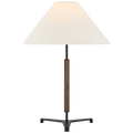 Amaya 28" Table Lamp | Warm Iron and Dark Walnut | Linen Shade