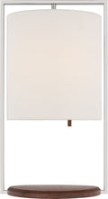 Zenz Medium Table Lamp | Polished Nickel and Walnut | Linen Shade