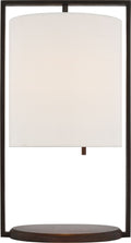 Zenz Medium Table Lamp | Warm Iron and Dark Walnut | Linen Shade