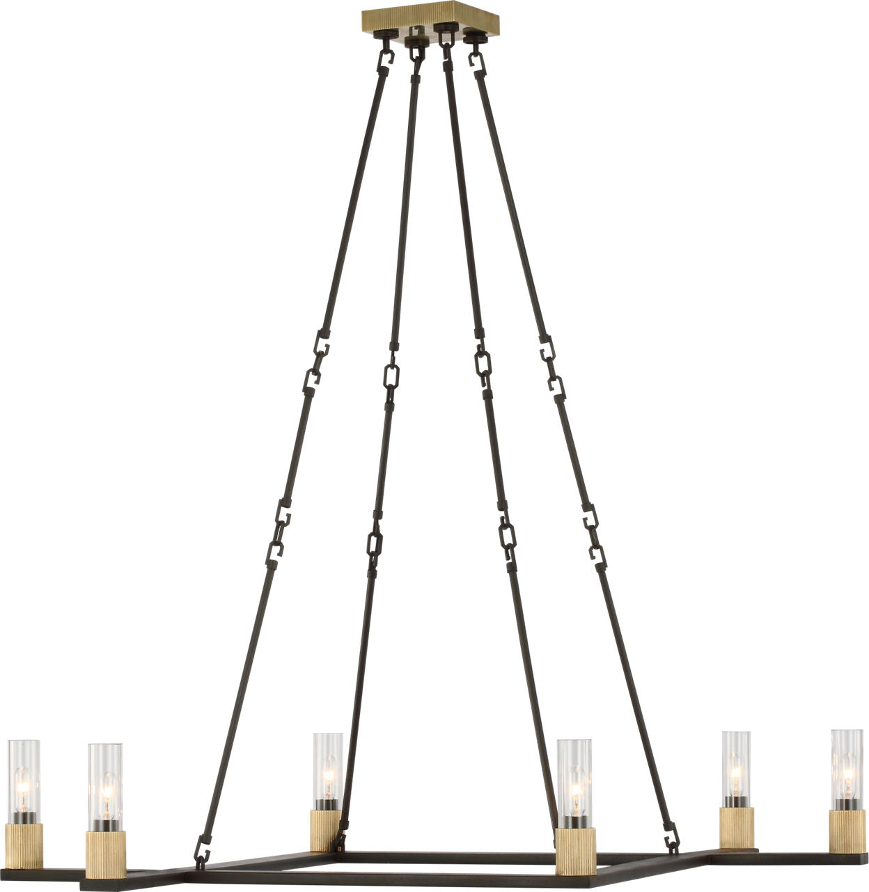 Beza Extra Large Chandelier | Warm Iron and Antique Brass | Clear Glass