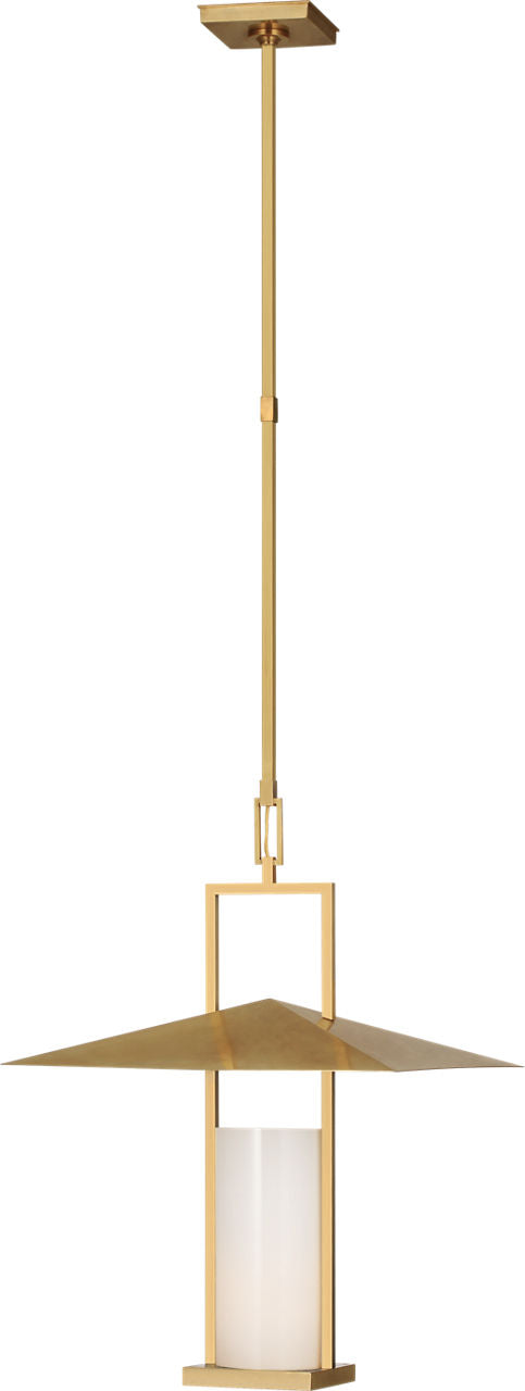 Amity 18" Lantern | Antique Brass | White Glass