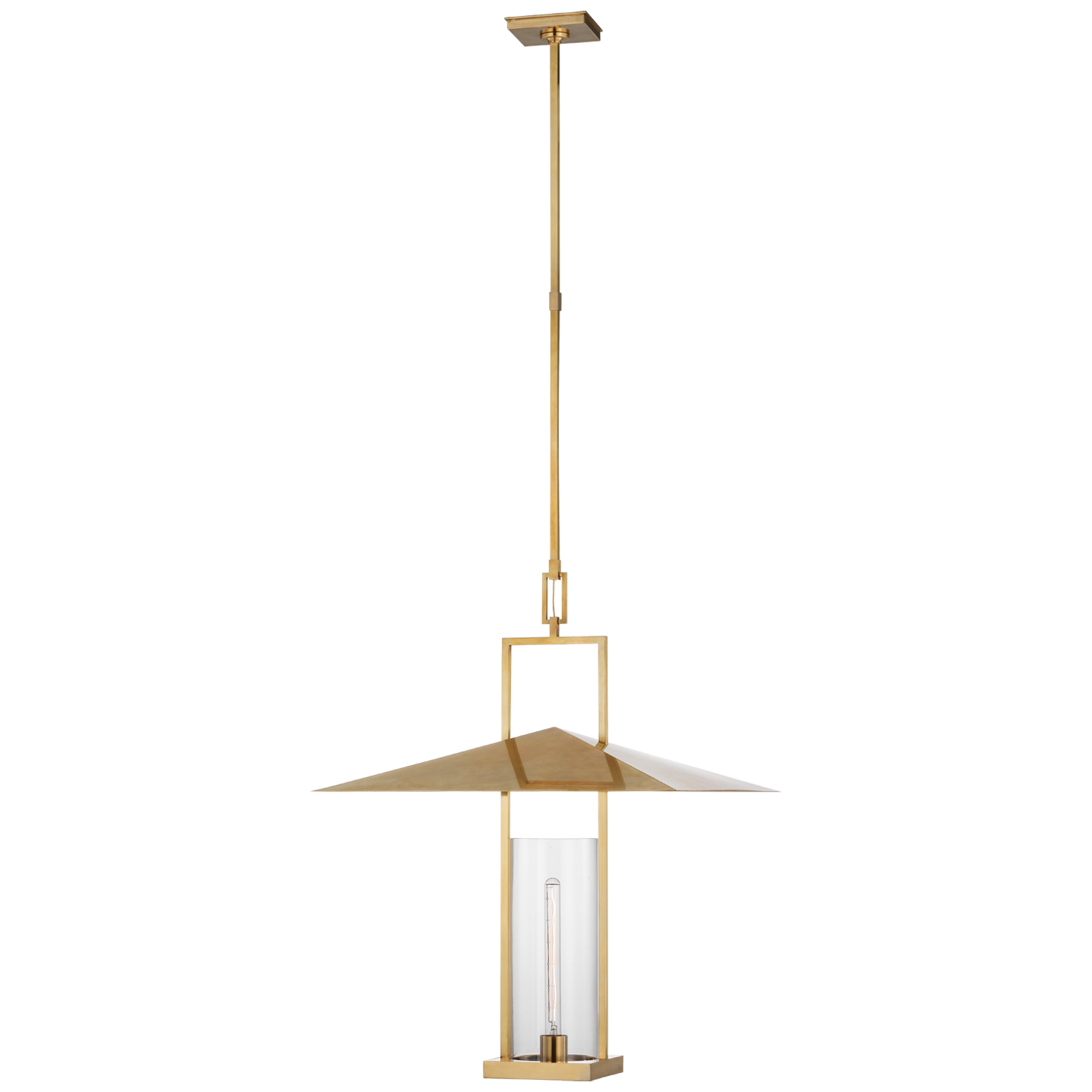 Amity 23" Lantern | Antique-Burnished Brass | Clear Glass